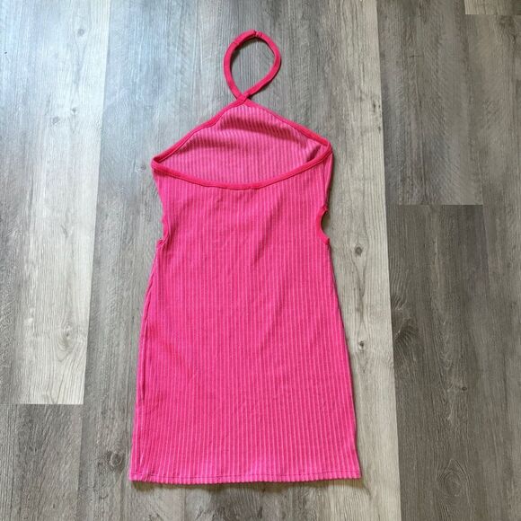 Pink Halter Neck Ribbed Dress - Picture 7 of 11
